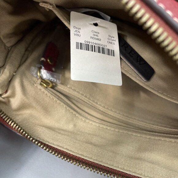 J Crew Signet Crossbody Bag Purse Flap Over Pebbled Italian Leather Red New - Picture 12 of 16